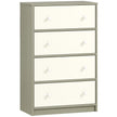 White and grey 4-drawer fabric chest of drawers with wood-effect top and steel frame