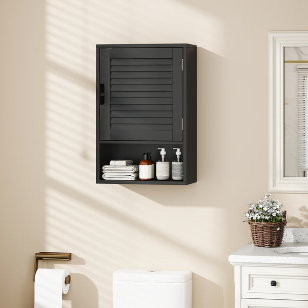 HOMCOM Bathroom Cabinet, Wall Mounted Storage Cabinet with Adjustable Shelves, 40 x 20 x 60 cm, Black – view 2