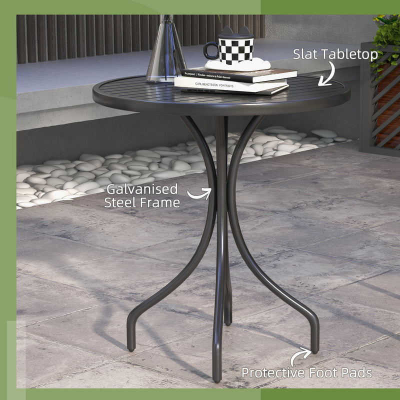Black slatted steel table – image 4