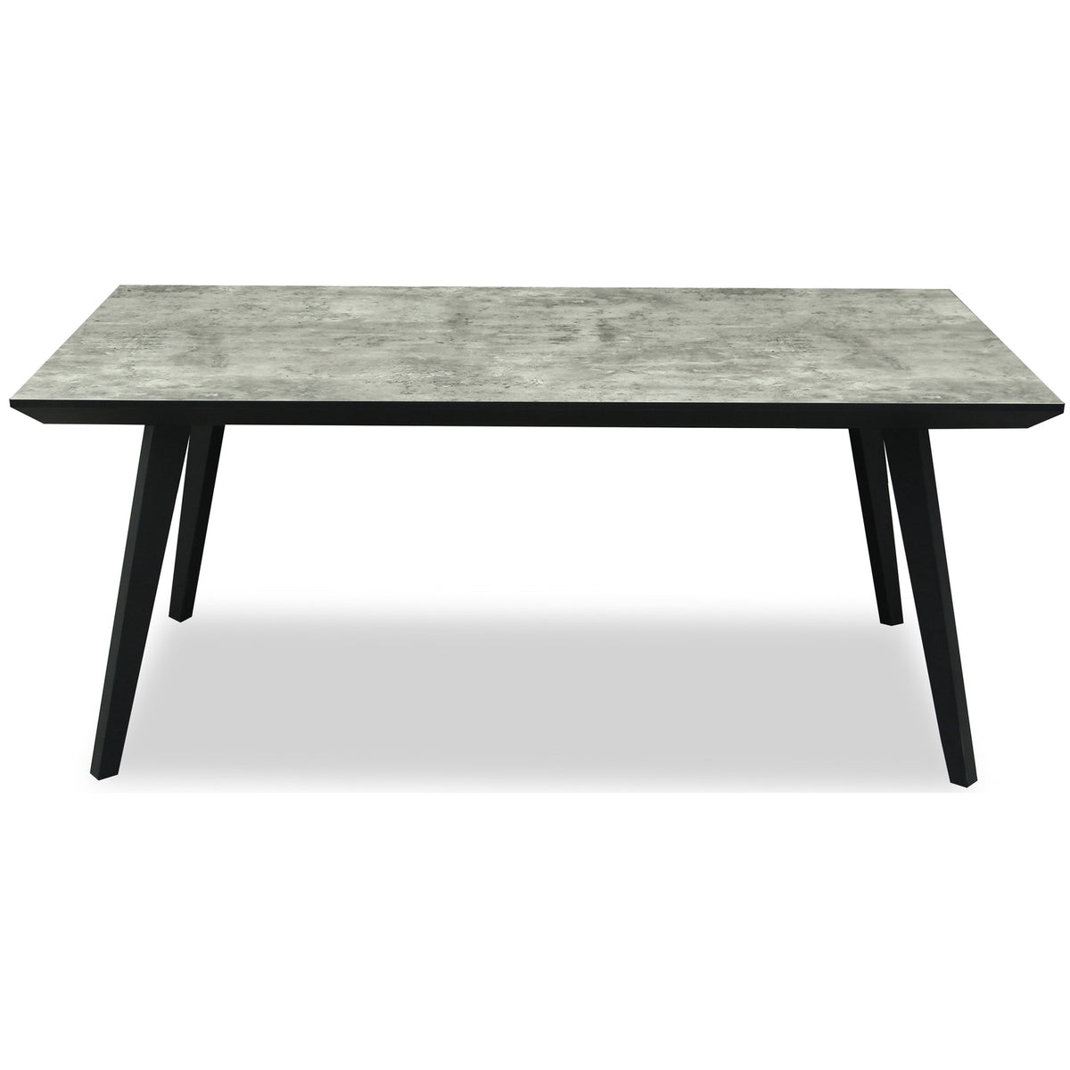 Nivara grey concrete-effect dining table with black tapered legs