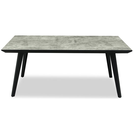Nivara grey concrete-effect dining table with black tapered legs