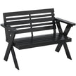 Outsunny 2 Seater Wooden Garden Bench, Slatted Patio Bench with Armrest and Backrest, Black
