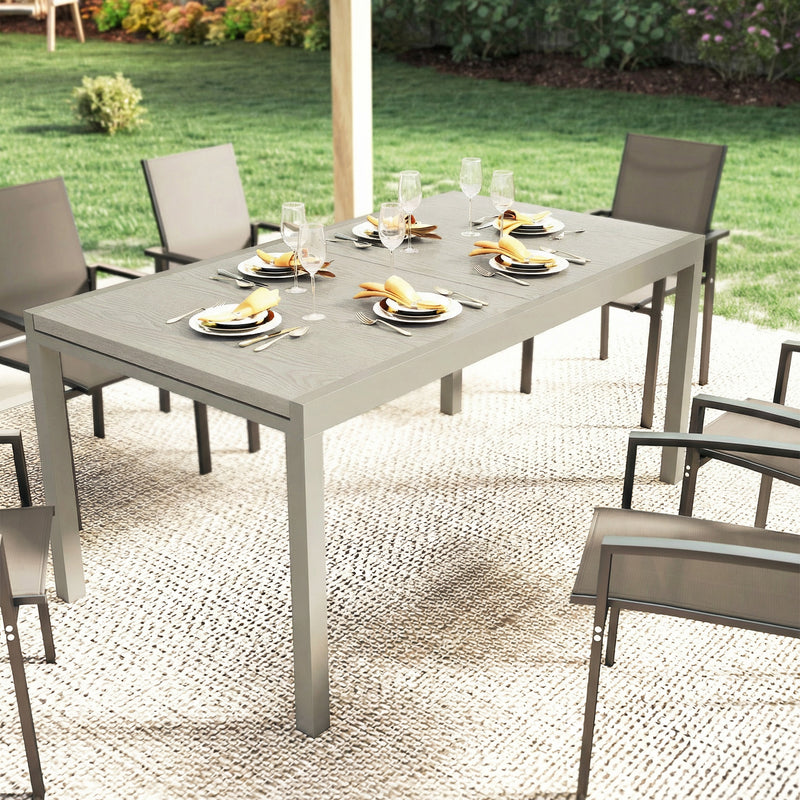 Extending garden dining table light grey wood effect – image 8