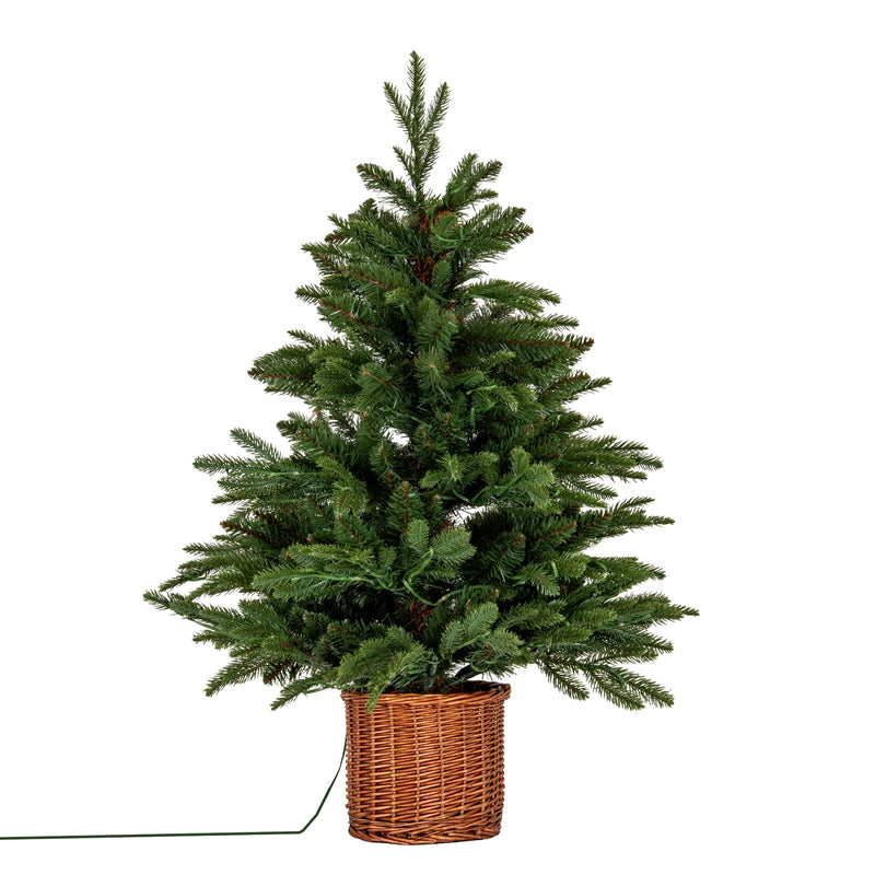 90cm Norway fir Christmas tree in a woven rattan pot