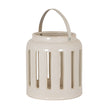 Novi cream ceramic rectangle window lantern with handle on white