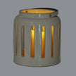 Novi rectangle window lantern glowing with a candle inside