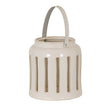 Novi medium white ceramic lantern with window cut-outs and handle