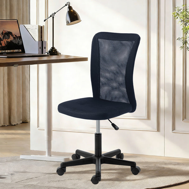 Vinsetto Computer Desk Chair, Mesh Office Chair with Adjustable Height and Swivel Wheels, Armless Study Chair, Dark Grey – view 2