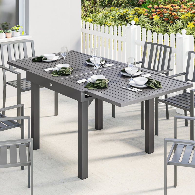 Extending slatted aluminium garden table dark grey – image 7