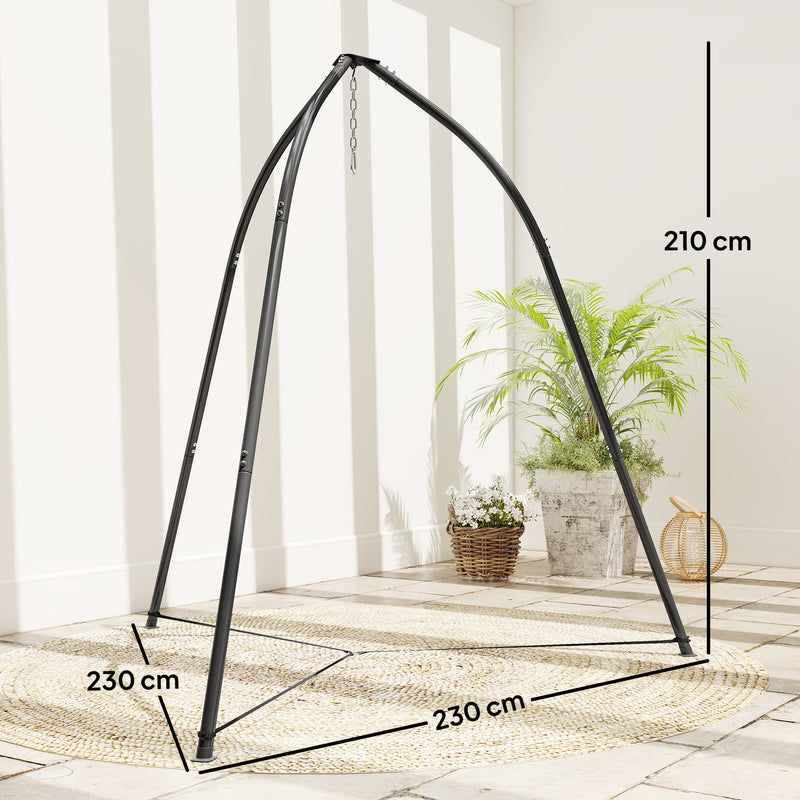 Outsunny Hammock Stand for Hanging Chair Adjustable Height Tripod Hammock Chair Stand Only with Chain, 150 kg Capacity – view 3