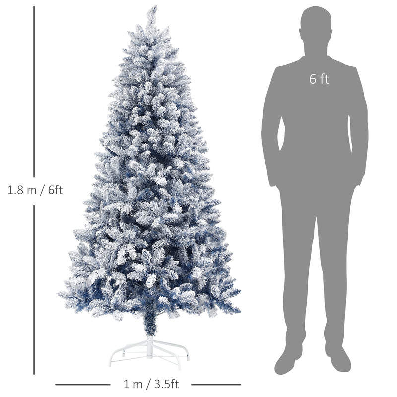 6ft blue snow-flocked Christmas tree – image 3