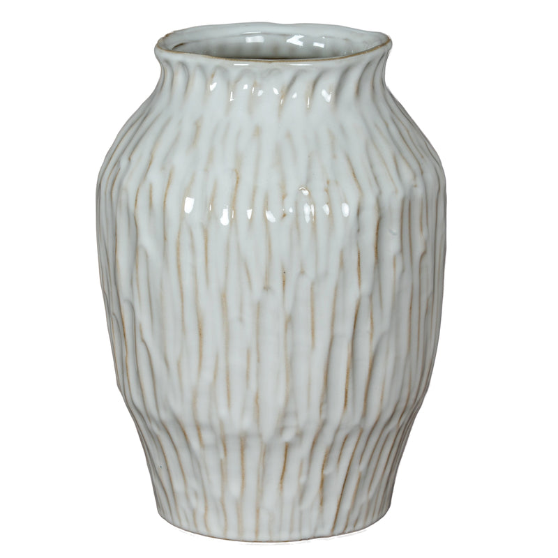 Numa off-white textured ceramic vase, front view