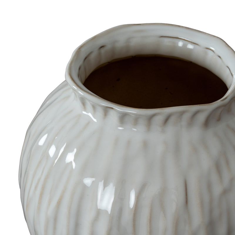 Looking into the wide mouth of the Numa round vase