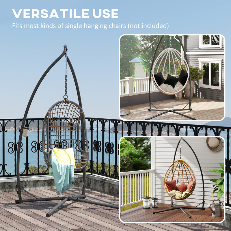 Outsunny Hammock Chair Stand Only, Hanging Chair Stand with X-Shape Base, Heavy Duty Steel Single Hammock Egg Swing – view 4