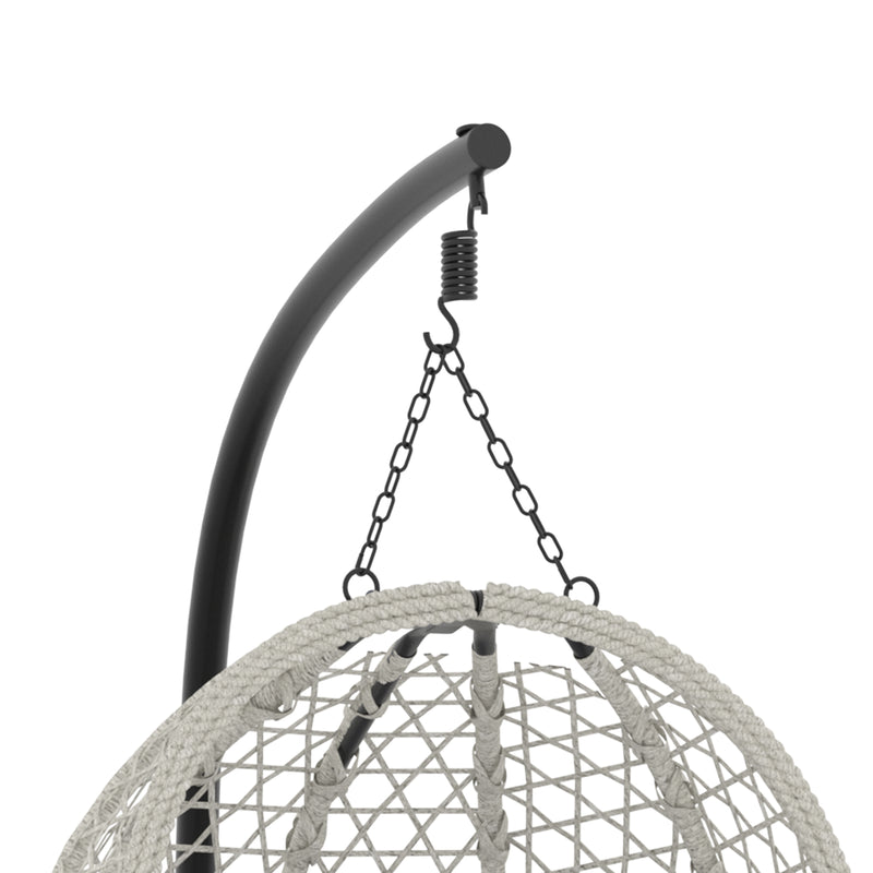 Outsunny Hanging Egg Chair, Indoor Outdoor Rattan Hammock Swing Chair with Stand, Safety Strap, Foldable Basket, Light – view 10