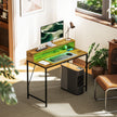 100 cm LED computer desk – rustic brown – image 2