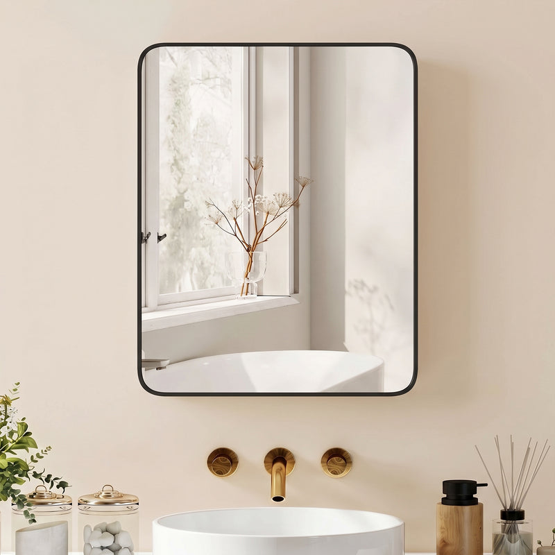 Black compact mirror cabinet – image 9