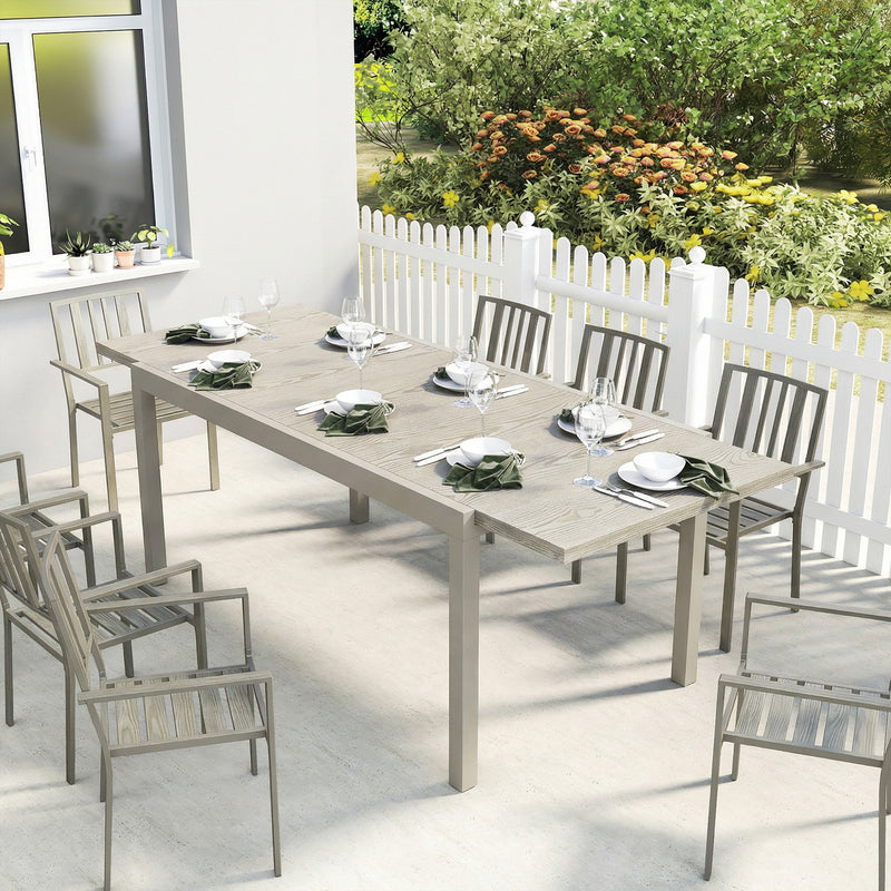 Extending garden dining table light grey wood effect – image 2