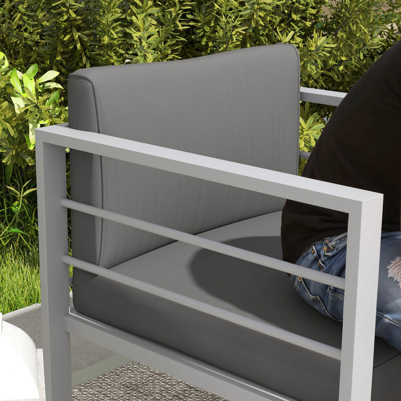 Outsunny Garden Sofa, All-Weather Garden Single Sofa with Removable Cushions, Metal Frame Outdoor Furniture for – view 9