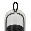 Close-up of the black loop handle on the Nysa large glass cloche