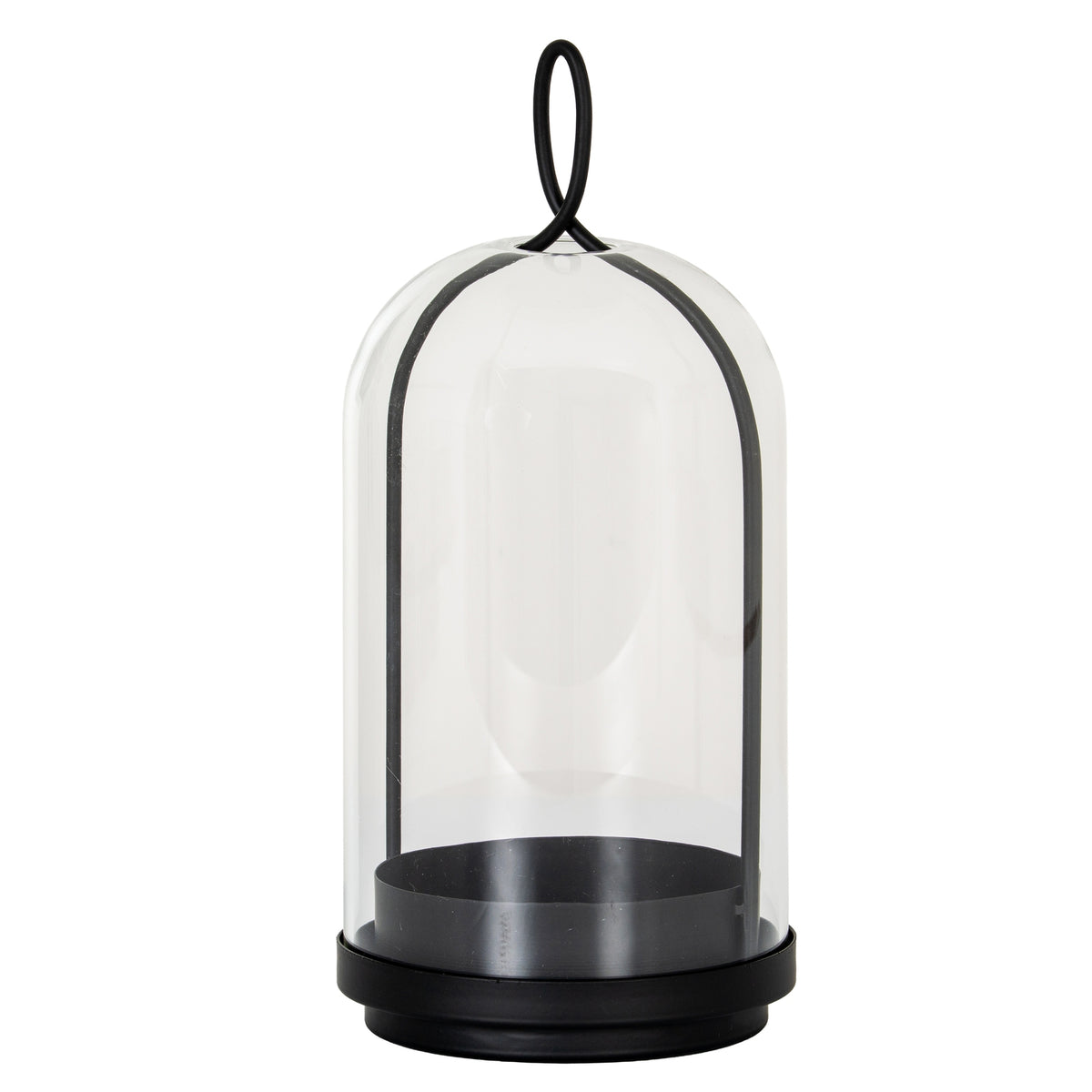 Nysa large glass cloche candle holder with black frame