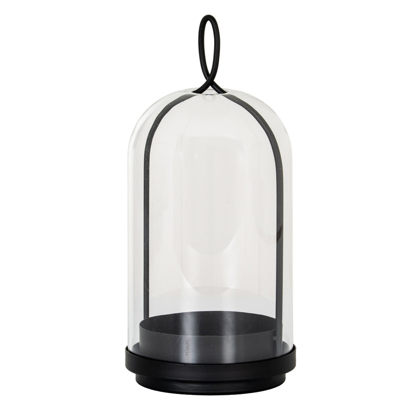 Nysa large glass cloche candle holder with black frame