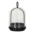 Nysa medium glass cloche candle holder with black frame