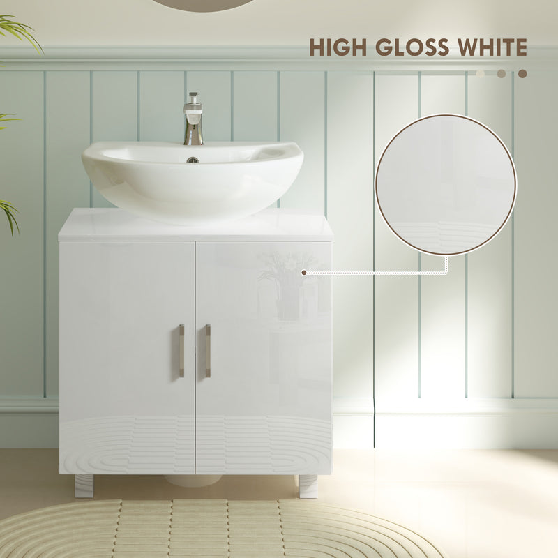 High gloss white under sink cabinet – image 6