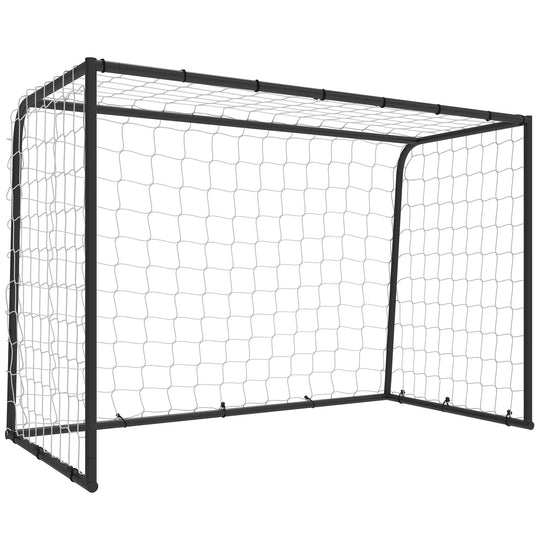 Black and white 6 x 4ft garden football goal with metal frame and polyester net