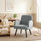 Lounge Chair Velvet Upholstered Armchair with Spring Cushion for Living Room Bedroom Grey