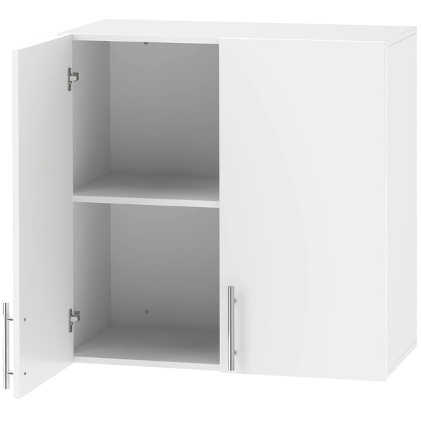 HOMCOM Bathroom Wall Cabinet, Wall-Mounted Bathroom Storage Cabinet with 2 Doors, Adjustable Shelf, High Gloss White