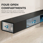 Wall Mounted TV Stand with RGB LED Lights, Floating Entertainment Centre for 75 Inch TV, Black