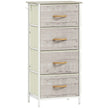 Slim natural wood and white 4-drawer fabric chest of drawers with side pockets
