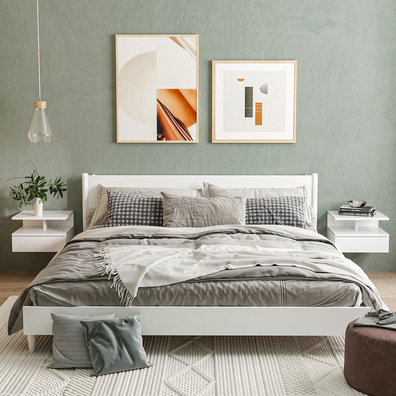 Floating gloss white bedside tables – image 2