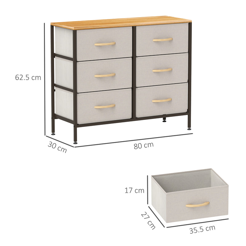 Cream 6-drawer fabric chest – image 3