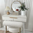 White round-mirror dressing table – image 10