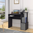 100 cm computer desk with side shelf in black – image 2