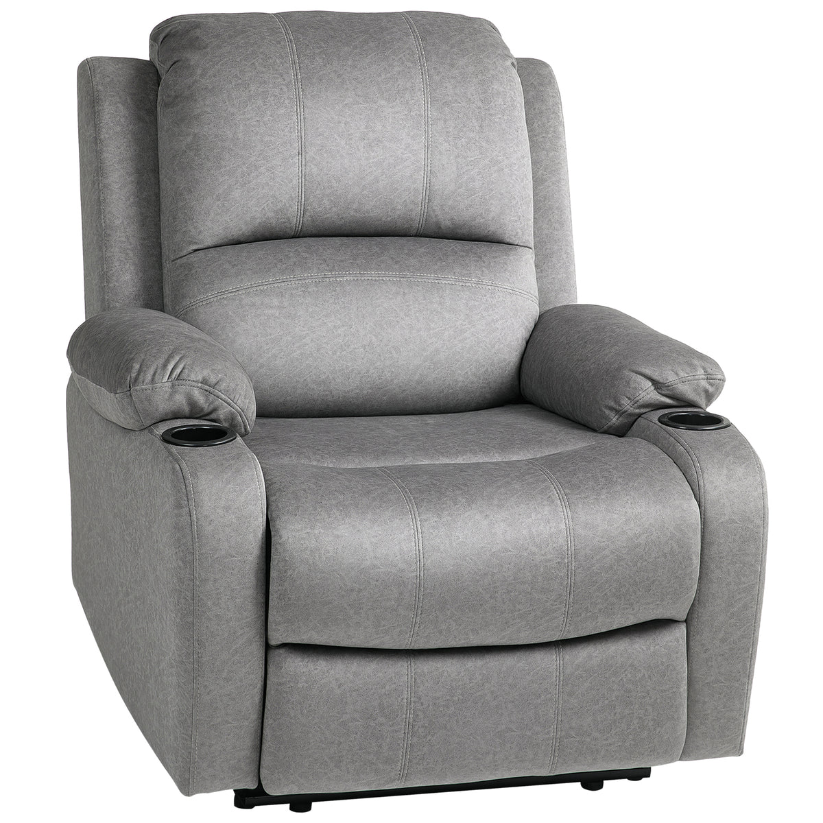 135° Microfibre Recliner with Footrest & Cup Holders – Grey