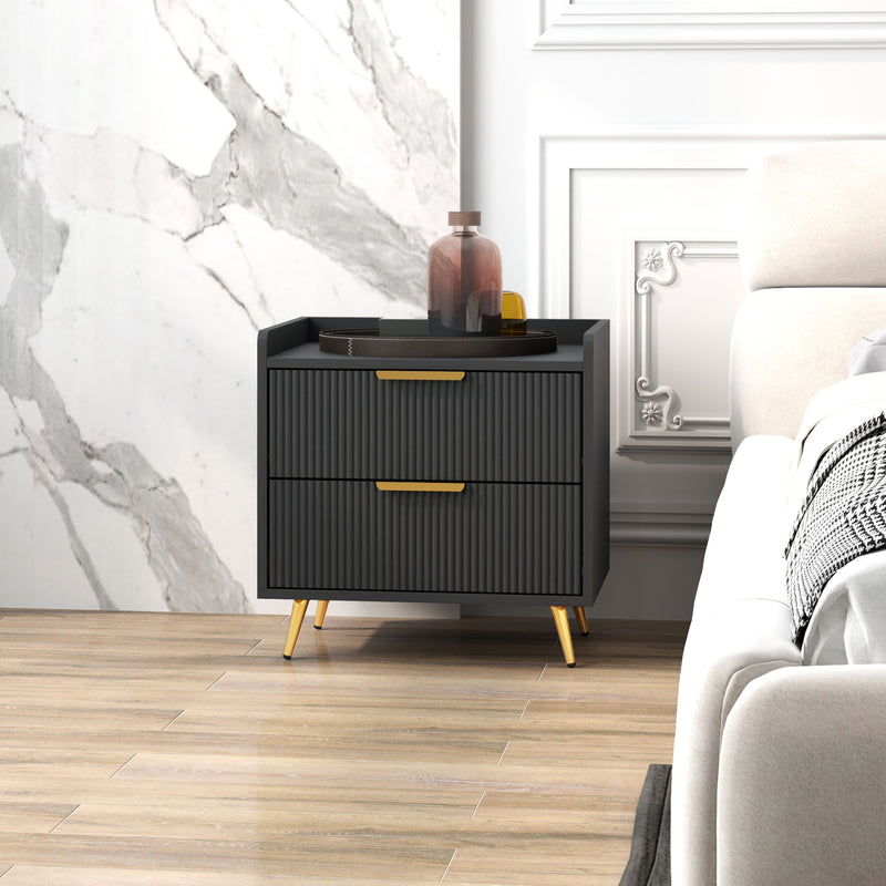Black 2-drawer bedside table – image 7