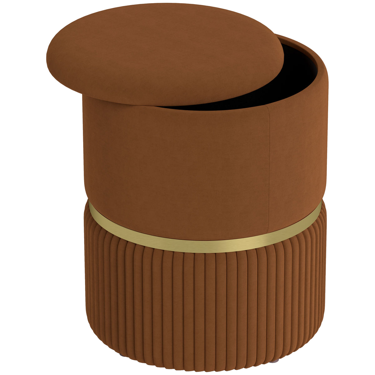 36 cm Velvet Storage Ottoman Stool – Light Brown
