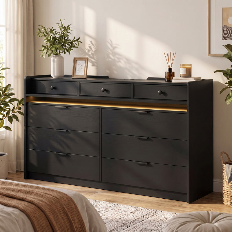 Black 9-drawer LED chest – image 2