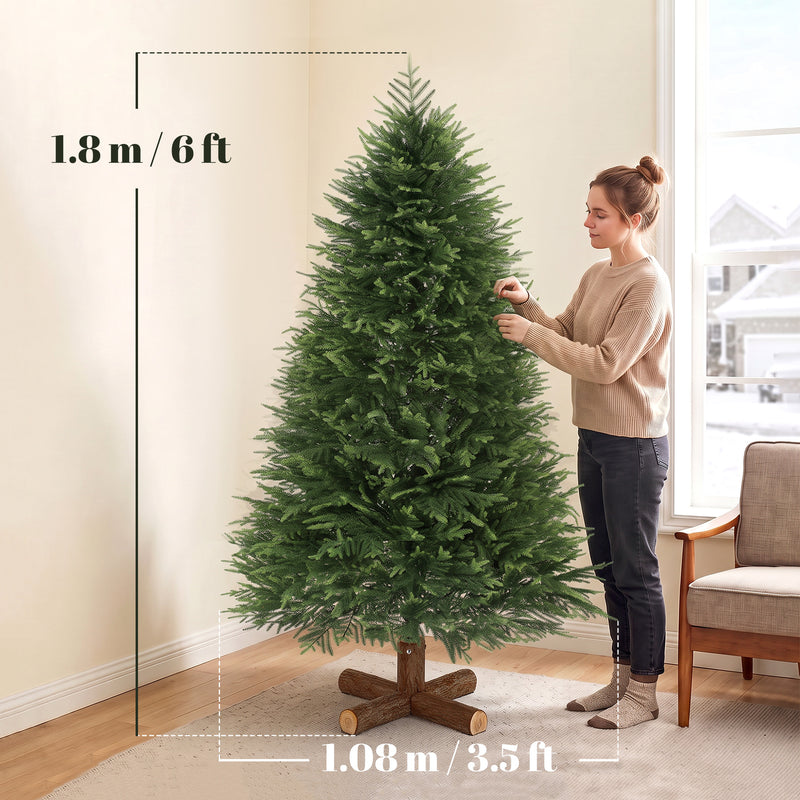 6ft Christmas tree with PE tips and fir wood base – image 3