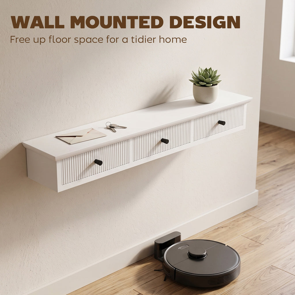 Shelf Wall-Mounted Storage Shelf Shelving Unit MDF 93 x 15 x 10 cm Entryway Kitchen Living Room, White