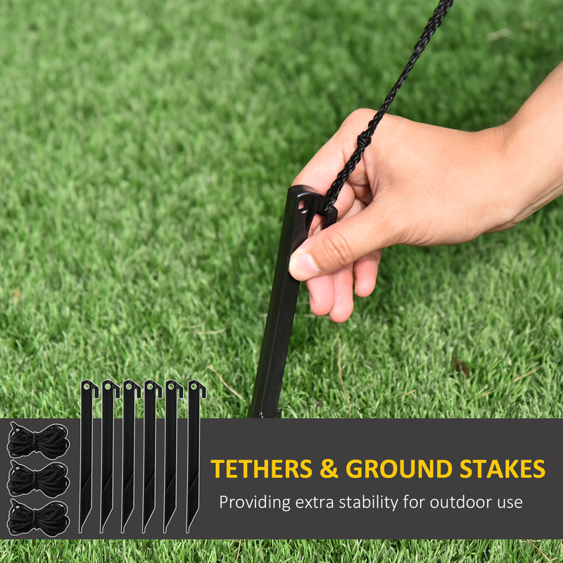 Ground stakes and tether ropes for securing the inflatable
