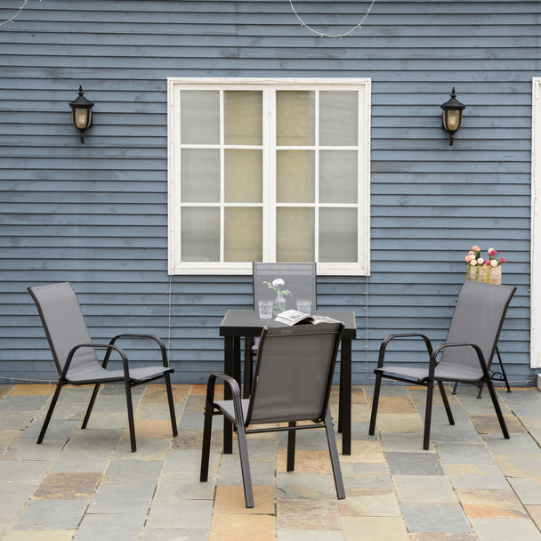 Outsunny Set of Four Stackable Mesh Seat Chairs - Dark Grey – view 2