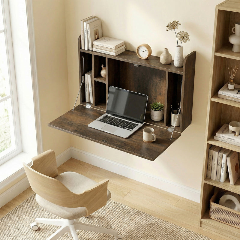 Dark brown wall-mounted desk – image 2