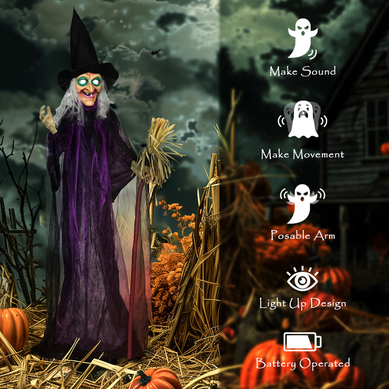 6ft Animated Witch with Glowing Eyes & Sound – image 6 of 9