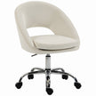HOMCOM Velvet Desk Chair, Modern Office Chair with Height-Adjustable, Wheels, for Home Study Bedroom, Cream