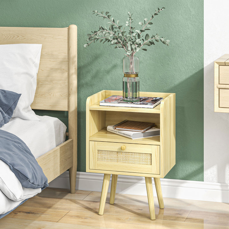 Rattan bedside tables with pine legs – image 9