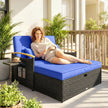 Rattan storage daybed, brown & blue – image 2